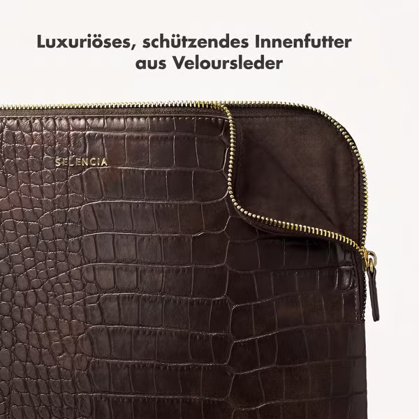 Selencia Croco Laptop Hülle 11 Zoll - Tablet / Laptop Sleeve - Choco Brown