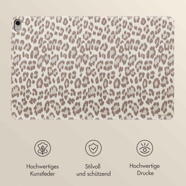 Selencia Sabi Klapphülle mit Leopardenmuster Apple iPad Air 11 Zoll (2025) M3 / (2024) M2 / Air 5 (2022) / Air 4 (2020) - Soft Ivory