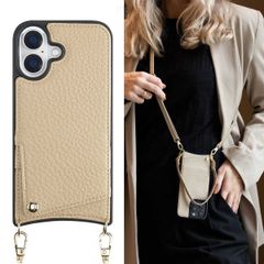 Selencia Nova Back Cover mit Kordel und Kartenhalter für das iPhone 16 - Beige