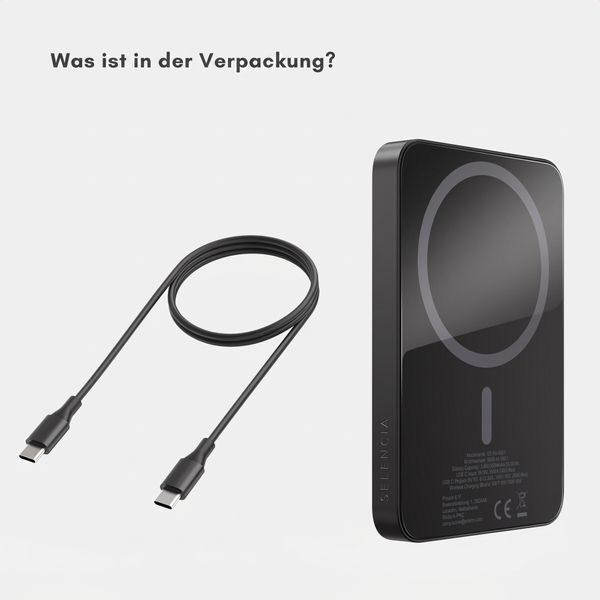 Selencia Vivid Powerbank 5.000 mAh - MagSafe und Qi - Black / Wavy Baby Burgundy