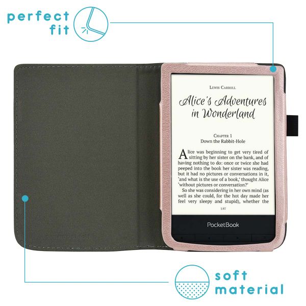 imoshion Vegan Leather Klapphülle Pocketbook Touch Lux 5 / HD 3 / Basic Lux 4 / Vivlio Lux 5 - Rosé gold