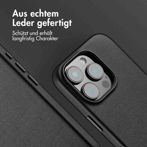 Accezz MagSafe Leather Backcover für das iPhone 16 Pro - Onyx Black