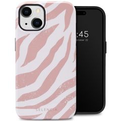 Selencia Vivid Tough Back Cover für das iPhone 14 - Colorful Zebra Old Pink