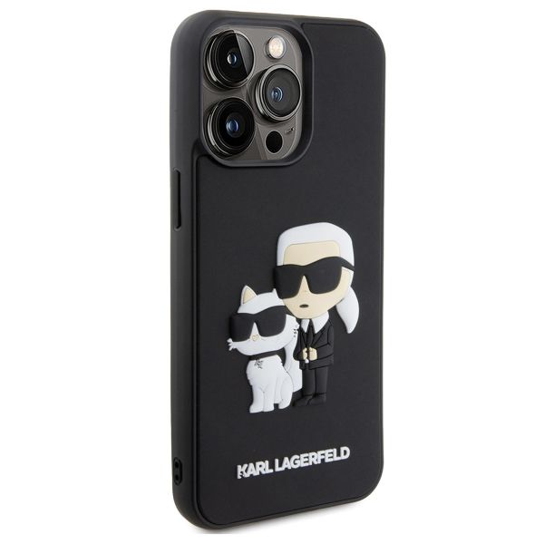 Karl Lagerfeld Karl & Choupette 3D Rubber Hardcase Backcover für das Apple iPhone 15 Pro Max - Schwarz
