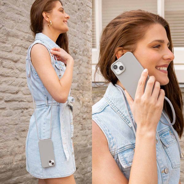 imoshion Silikonhülle mit Band für das Apple iPhone 16 - Hellgrau