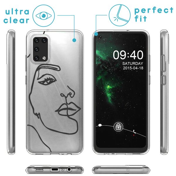 imoshion Design Hülle Galaxy A02s - Abstraktes Gesicht - Schwarz