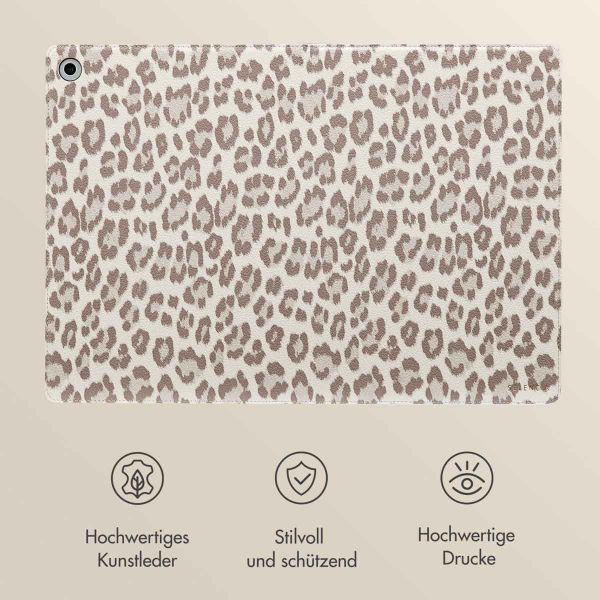 Selencia Sabi Klapphülle mit Leopardenmuster Samsung Galaxy Tab A9 Plus - Soft Ivory