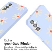 imoshion Silikonhülle design mit Band für das Samsung Galaxy A14 (5G/4G) - Lila Flower Distance