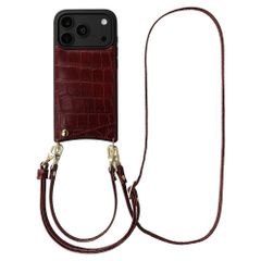 Selencia Nova Croco HandyHülle mit Kordel und Kartenhalter Apple iPhone 18 Pro / 17 Pro - Burgundy