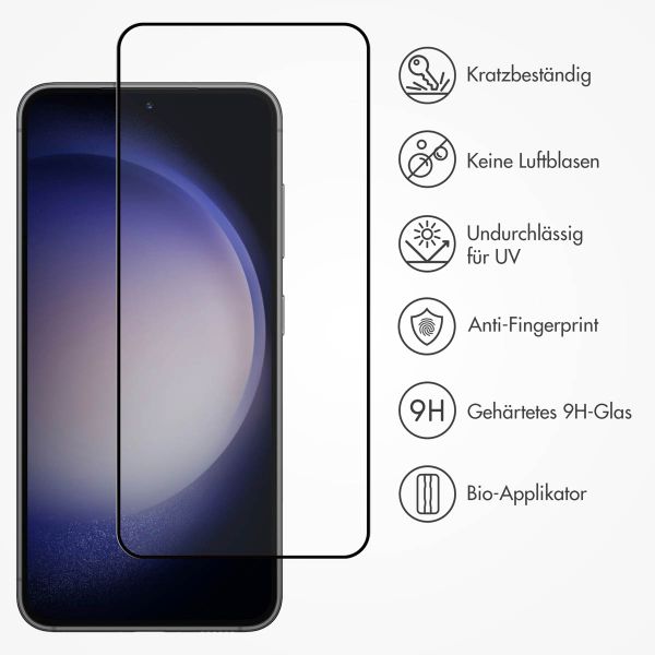 Accezz Vollflächige Schutzfolie aus gehärtetem Glas mit Applikator für das Samsung Galaxy S22 / S23 - Transparent