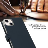 Selencia Echtleder Klapphülle Apple iPhone 14 Plus - Blau