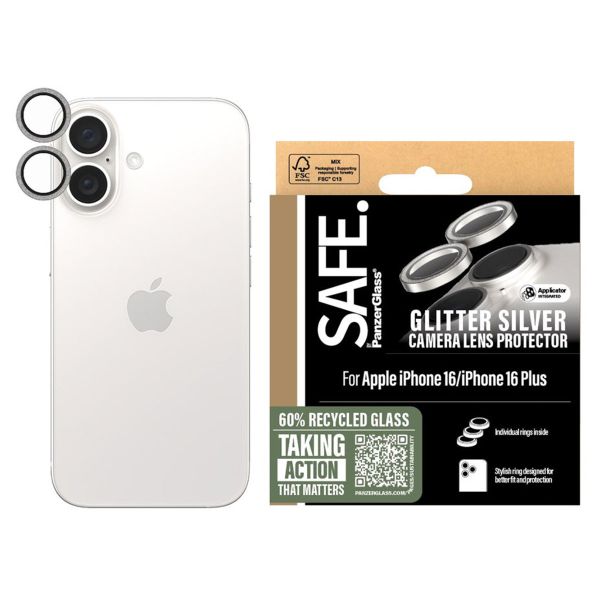SAFE by PanzerGlass Kameraprotektor für das Apple iPhone 16 / 16 Plus - Glitter Silver