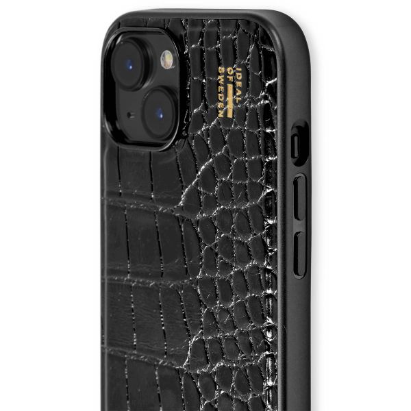 iDeal of Sweden Vegan Leather Back Cover für das iPhone 15 / 14 / 13 - Black Croco