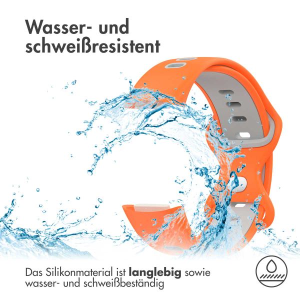 imoshion Silikonband Sport für das Fitbit Charge 5 / Charge 6 - Orange / Grau