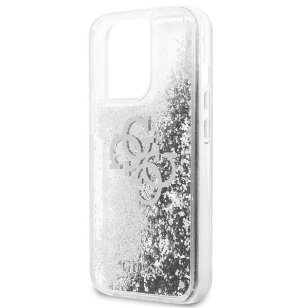 Guess 4G Logo Liquid Glitter Back Cover für das iPhone 13 Pro - Silver