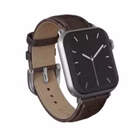 Burga Armband aus echtem Leder für Apple Watch Series 1 - 9 / SE (38/40/41 mm) | Series 10 / 11 (42 mm) - Espresso / Silver