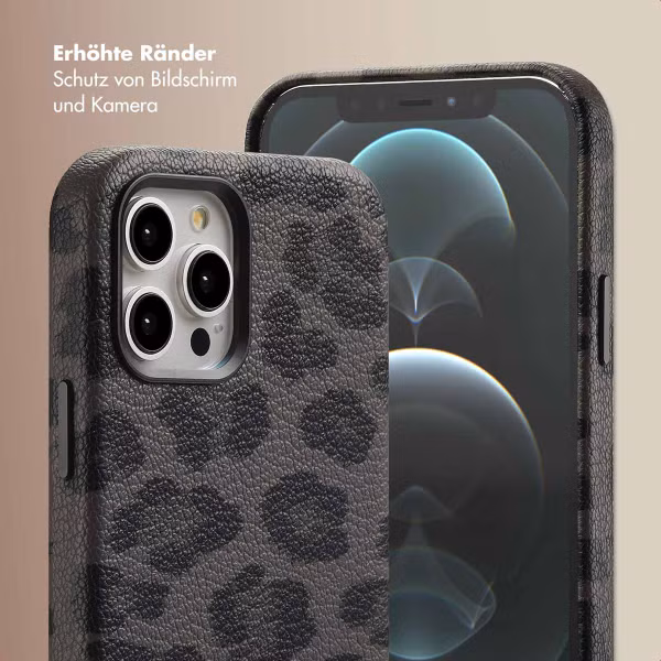 Selencia Sabi Backcover Leopardenmuster mit MagSafe Apple iPhone 12 (Pro) - Midnight Black