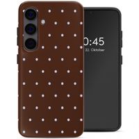 Selencia Vivid Back Cover Samsung Galaxy S24 - Happy Dots Chocolate