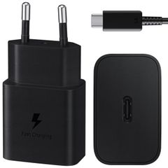 Samsung Original Power Adapter mit USB-C-Kabel - Ladegerät - USB-C-Anschluss - Fast Charger - 15 Watt - 1 m - Schwarz