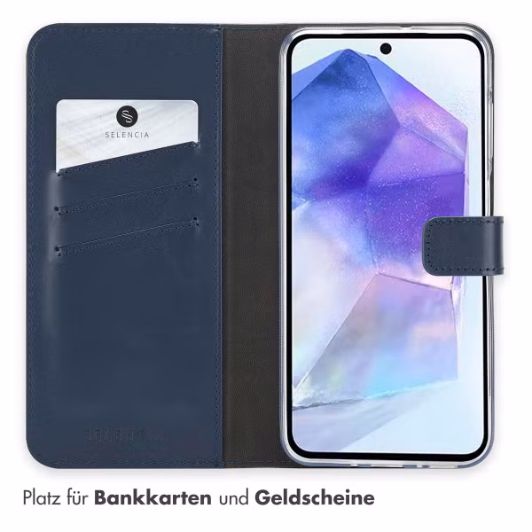 Selencia Echtleder Klapphülle Samsung Galaxy A26 - Blau