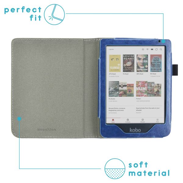 imoshion Vegan Leather Klapphülle Kobo Clara Colour / BW - Dunkelblau