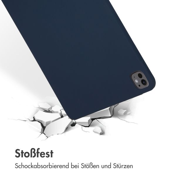 Accezz Liquid Silicone Back Cover mit Stifthalter für das iPad Pro 13 (2024) M4 - Dunkelblau