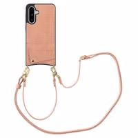 Selencia Nova Croco Handyhülle mit Kordel und Kartenhalter Samsung Galaxy A36 / A56 - Old Pink