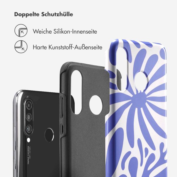 Selencia Vivid Tough Back Cover für das Huawei P30 Lite - Modern Bloom Sapphire Blue