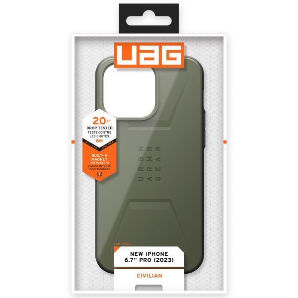 UAG Civilian Backcover MagSafe für das iPhone 15 Pro Max - Olive Drab