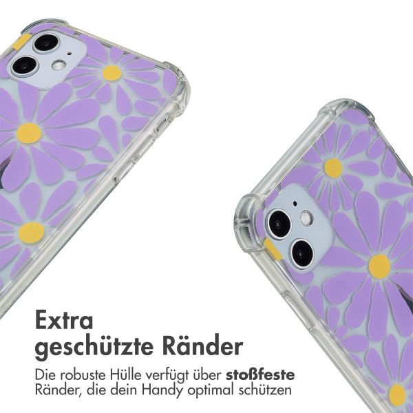 imoshion Design Hülle mit Band Apple iPhone 11 - Tropical Violet Flowers Connect
