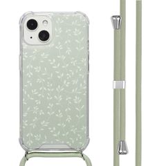 imoshion Design Hülle mit Band Apple iPhone 13 - Smoke Green Flowers