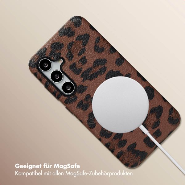 Selencia Sabi Backcover Leopardenmuster mit MagSafe Samsung Galaxy S24 - Mocha Brown