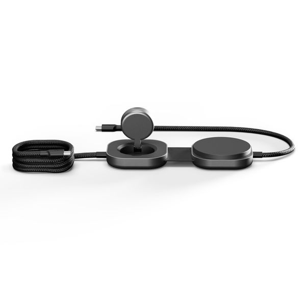 Zens Pro 3 USB-C-Kabel mit kabellosem Ladegerät für Telefon / Earbuds / Apple Watch - MagSafe und Qi2 - Schwarz