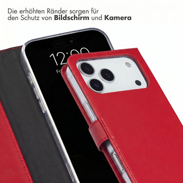 Selencia Echtleder Klapphülle Apple iPhone 18 Pro / 17 Pro - Rot