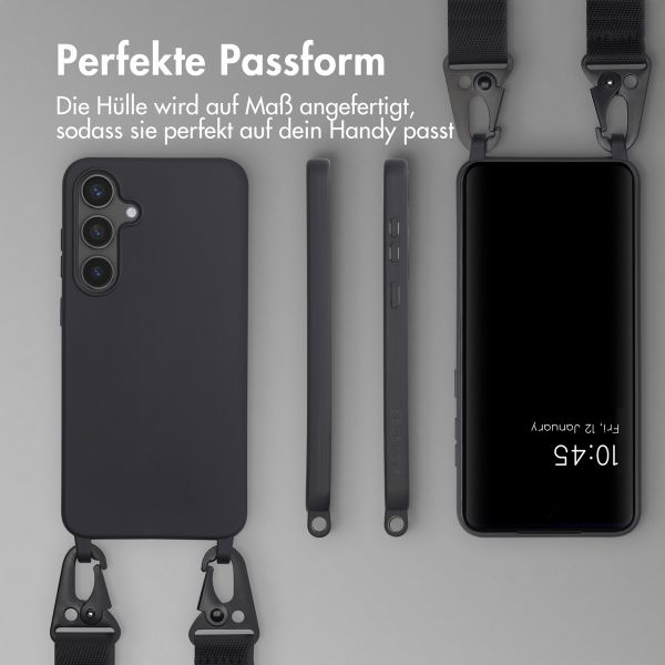 Selencia SilikonHülle mit abnehmbarem Band Samsung Galaxy S24 FE - Schwarz
