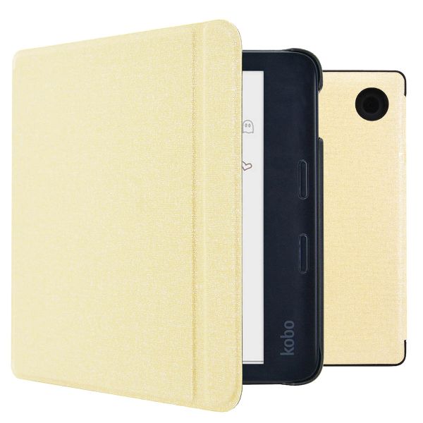 imoshion Canvas Sleepcover Klapphülle mit Stand Kobo Libra Colour - Glitter Gold