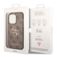 Guess 4G Metal Logo Back Cover Apple iPhone 15 Pro - Braun