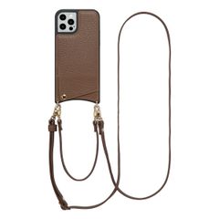 Selencia Nova HandyHülle mit Kordel und Kartenhalter Apple iPhone 12 (Pro) - Mocha Brown
