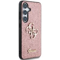 Guess 4G Metal Logo Back Cover mit Glitter Samsung Galaxy S25 - Rosa