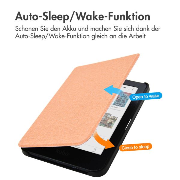 imoshion Canvas Sleepcover Klapphülle für das Kobo Clara Colour / Kobo Clara BW - Peach