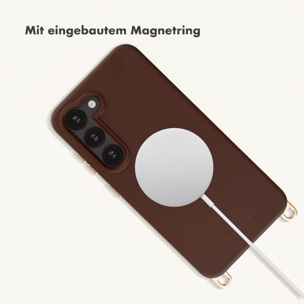 Selencia Rivièra Backcover mit MagSafe mit abnehmbaren Haken Samsung Galaxy S23 - Choco Brown