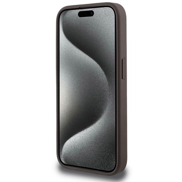Guess 4G Metal Logo Back Cover MagSafe Apple iPhone 15 Pro - Braun