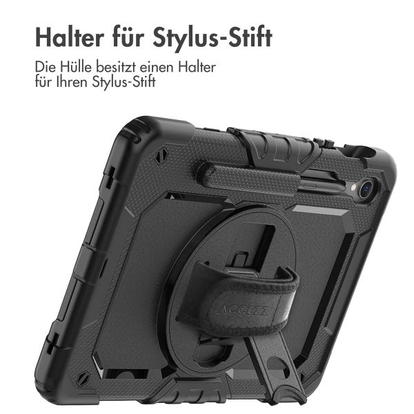 Accezz Robustes Back Cover mit Schultergurt für das Samsung Galaxy Tab S10 Lite / S9 11 Zoll / S10 FE / S9 FE 10.9 Zoll - Schwarz