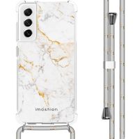 imoshion Design Hülle mit Band für das Samsung Galaxy S21 FE - White Marble