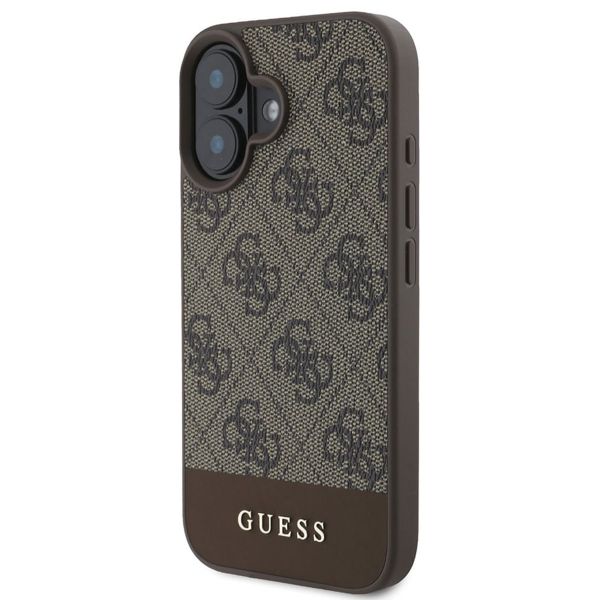 Guess Bottom Stripe 4G Back Cover für das Apple iPhone 16 - Braun