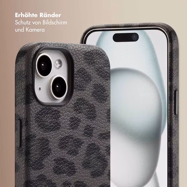 Selencia Sabi Backcover Leopardenmuster mit MagSafe Apple iPhone 15 - Midnight Black