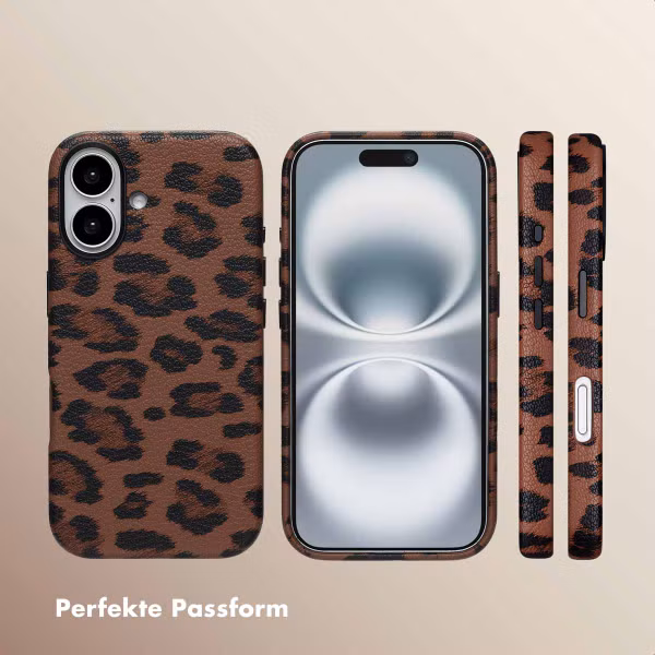 Selencia Sabi Backcover Leopardenmuster mit MagSafe Apple iPhone 16 - Mocha Brown