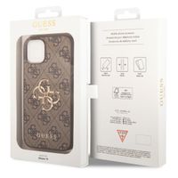 Guess 4G Metal Logo Back Cover für das iPhone 14 - Braun