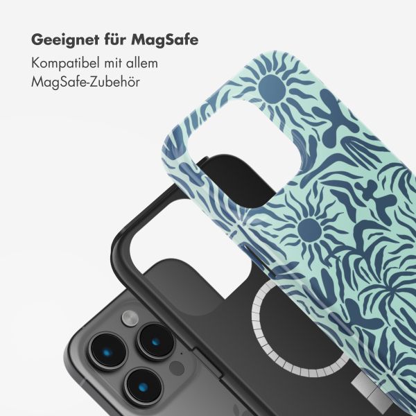 Selencia Vivid Tough Back Cover mit MagSafe für das iPhone 15 Pro - Tropical Vibes Light Blue