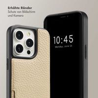 Selencia Nova Back Cover mit Kordel und Kartenhalter für das iPhone 15 Pro - Beige